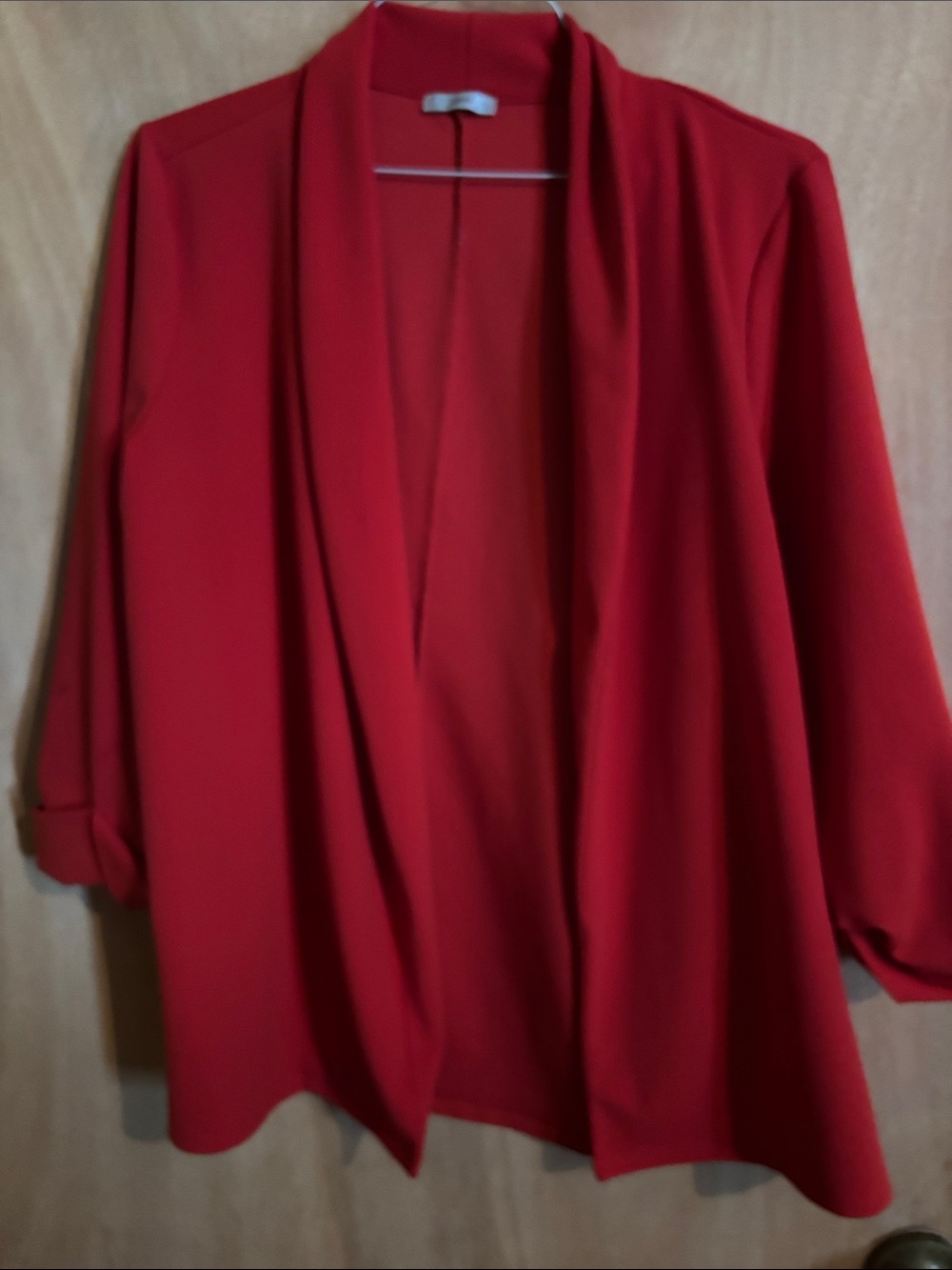 Red Open-Front Women's Blazer Jacket